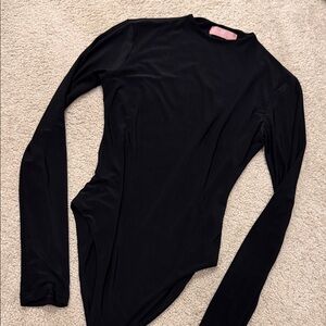 Black Long-Sleeve Crewneck Bodysuit